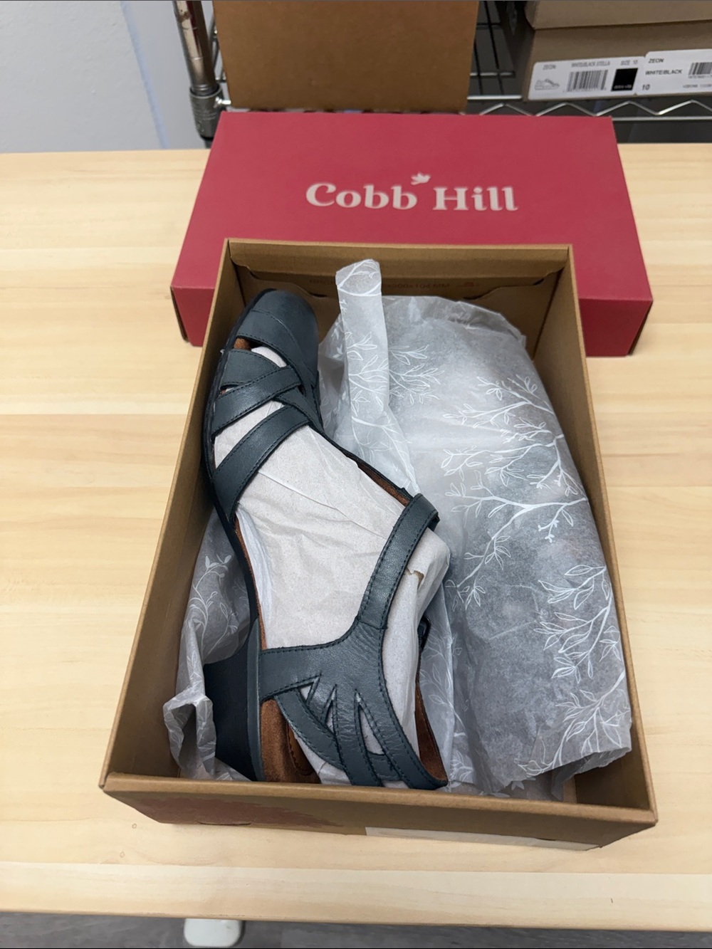 Cobb Hill by New Balance Black Leather Slingback Sandal